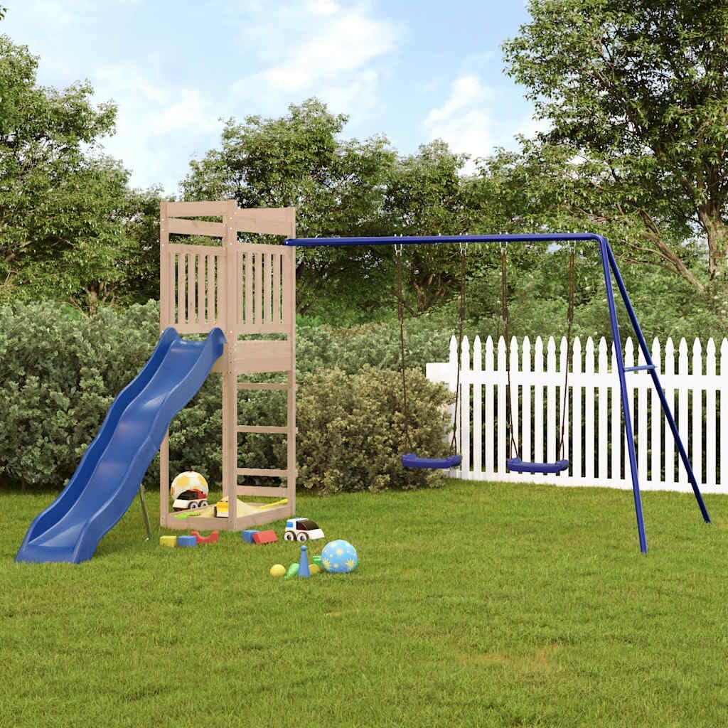 YAFF Outdoor Wooden Playset for Kids Ages 3-8, Solid Pine Backyard Playground with Swing, Wave Slide, Sand Pit, Ladder and Safe Outdoor Fun