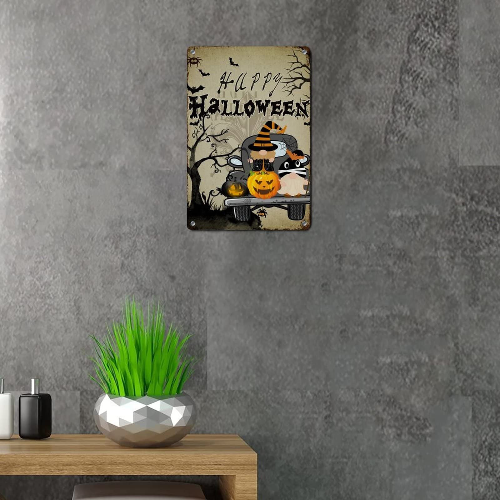 Welcome To Our Web – Targa In Latta Decorativa Ragno Viola Per Halloween, 15x30cm - 4