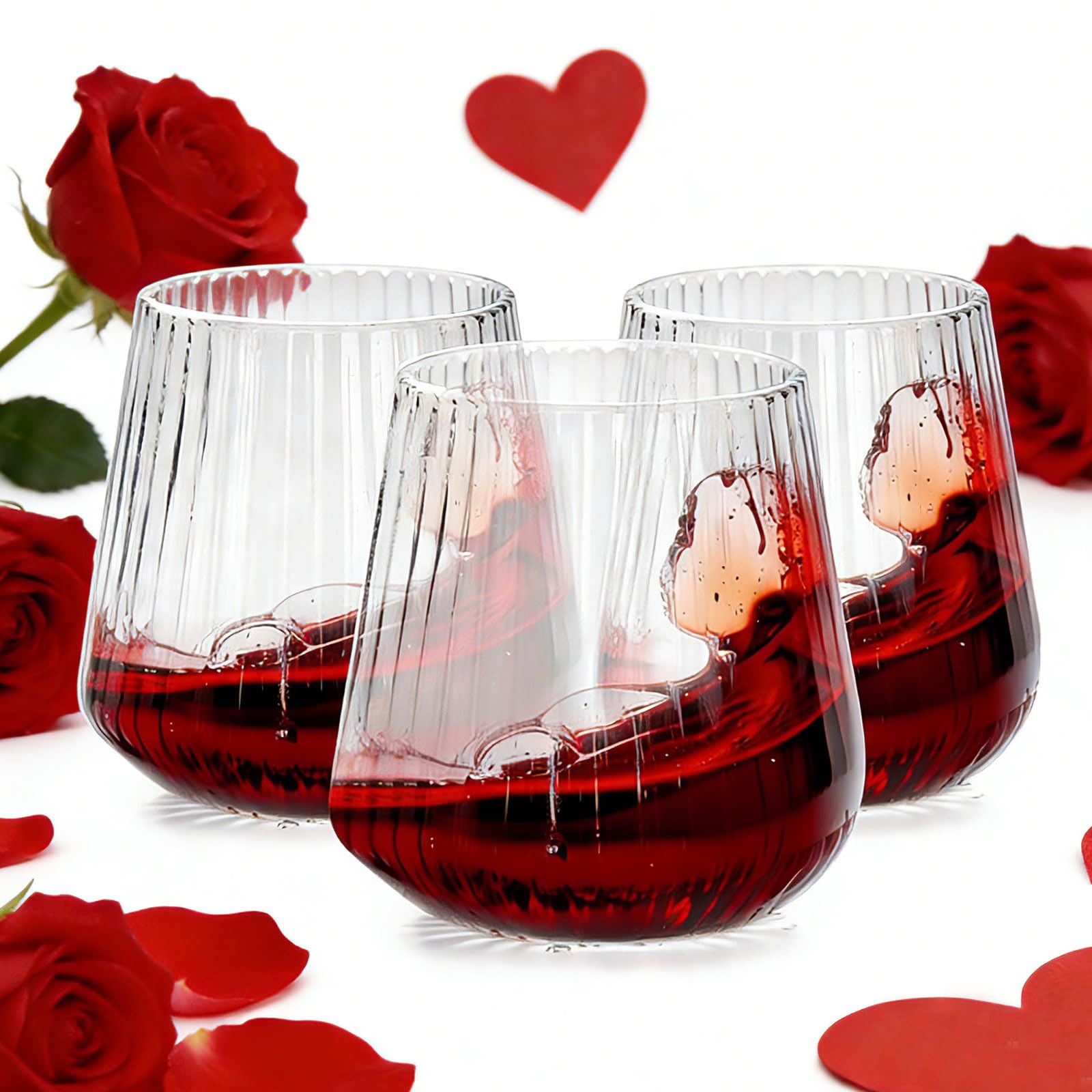 Ciaell 30 Pack Plastic Ribbed Wine Glasses - 14 OZ Thicker Origami Stemless Disposable Wine Champagne Whiskey Unbreakable