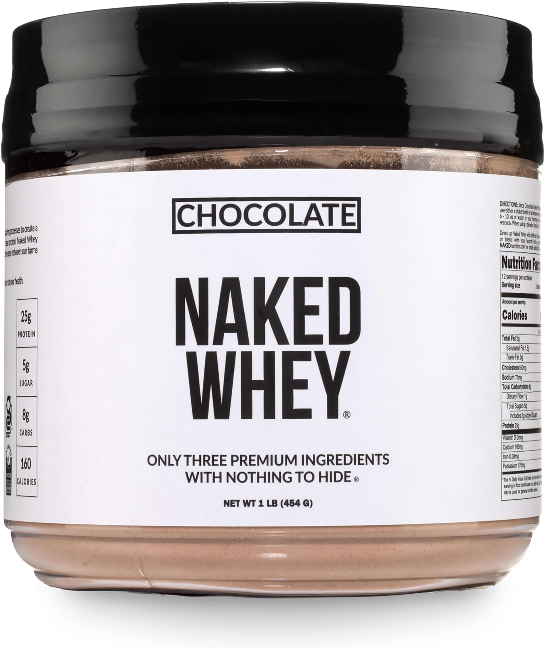 Chocolate Whey 1LB - All Natural Grass Fed Whey Protein Powder, Organic Cacao, and Coconut Sugar - NSF Certified, No GMO, No Soy, and Gluten Free, Aid Growth and Recovery - 12 Servings