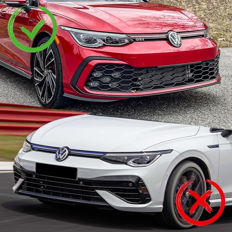 3pcs Front Bumper Lip Spoiler Body Kit Compatible with 2021-2024 Volkswagen VW Golf GTI MK 2022 2023 (Matt Black)