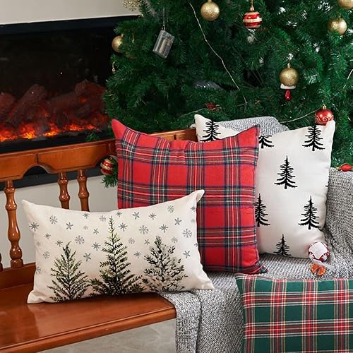 Miniatura 6 de DFXSZ Fundas de almohada de Navidad de 12 x 20 pulgadas, diseño de copo de nieve, decoración de invierno familiar para el sofá del hogar 041