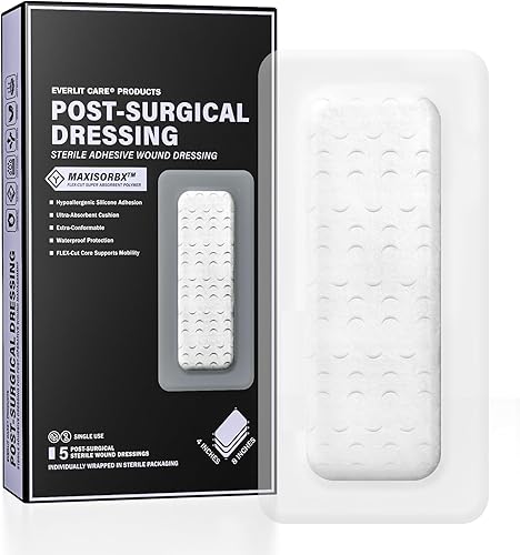 EVERLIT - Apósito posquirúrgico, apósito adhesivo estéril impermeable para el cuidado de heridas postoperatorio, vendaje recubierto de silicona