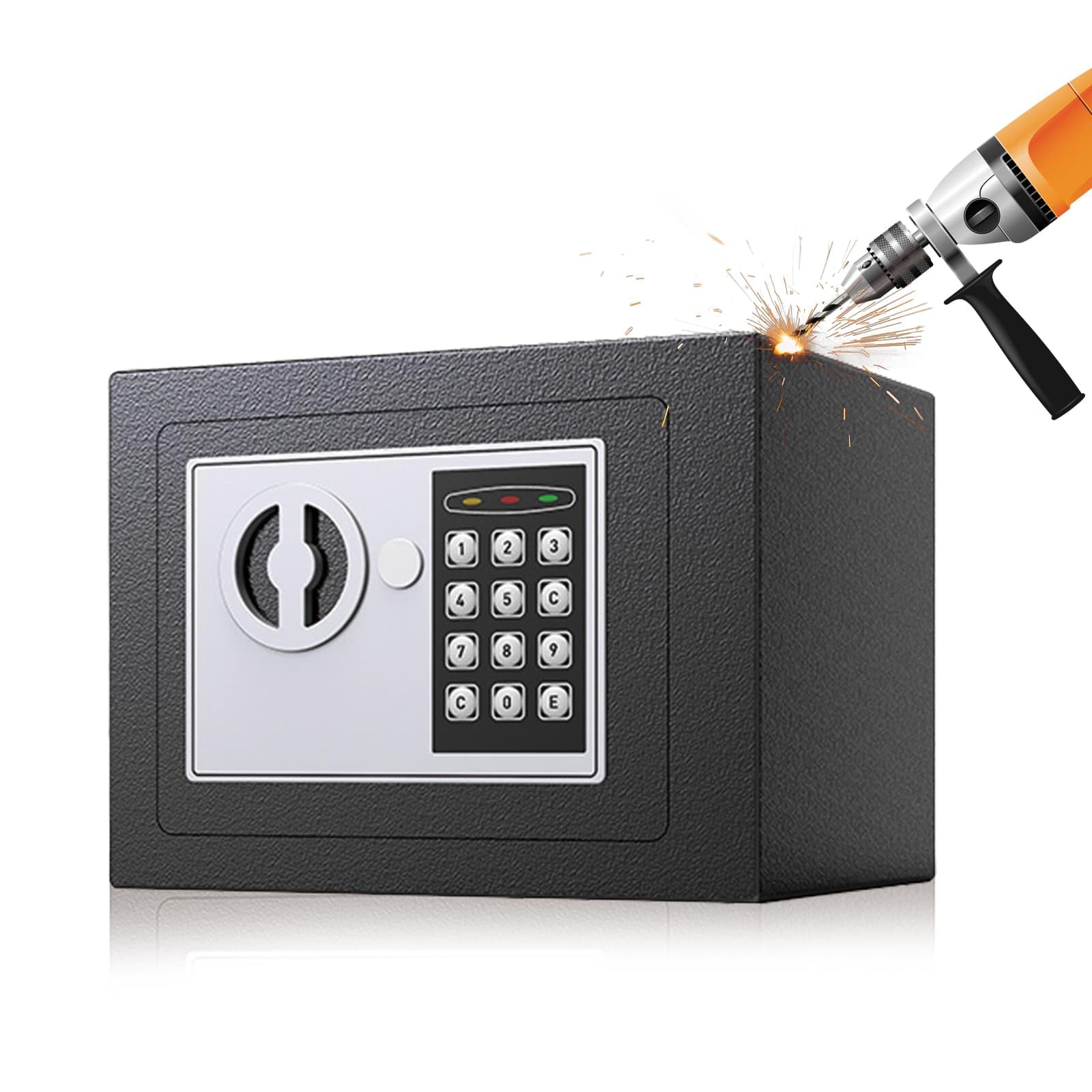 4.6L Home Digital Safe Electronic Cabinet Cash Box with Two Keys, High Security Steel Mini Cabinet for Business Office Hotel Money Document Jewelry Passport, Black