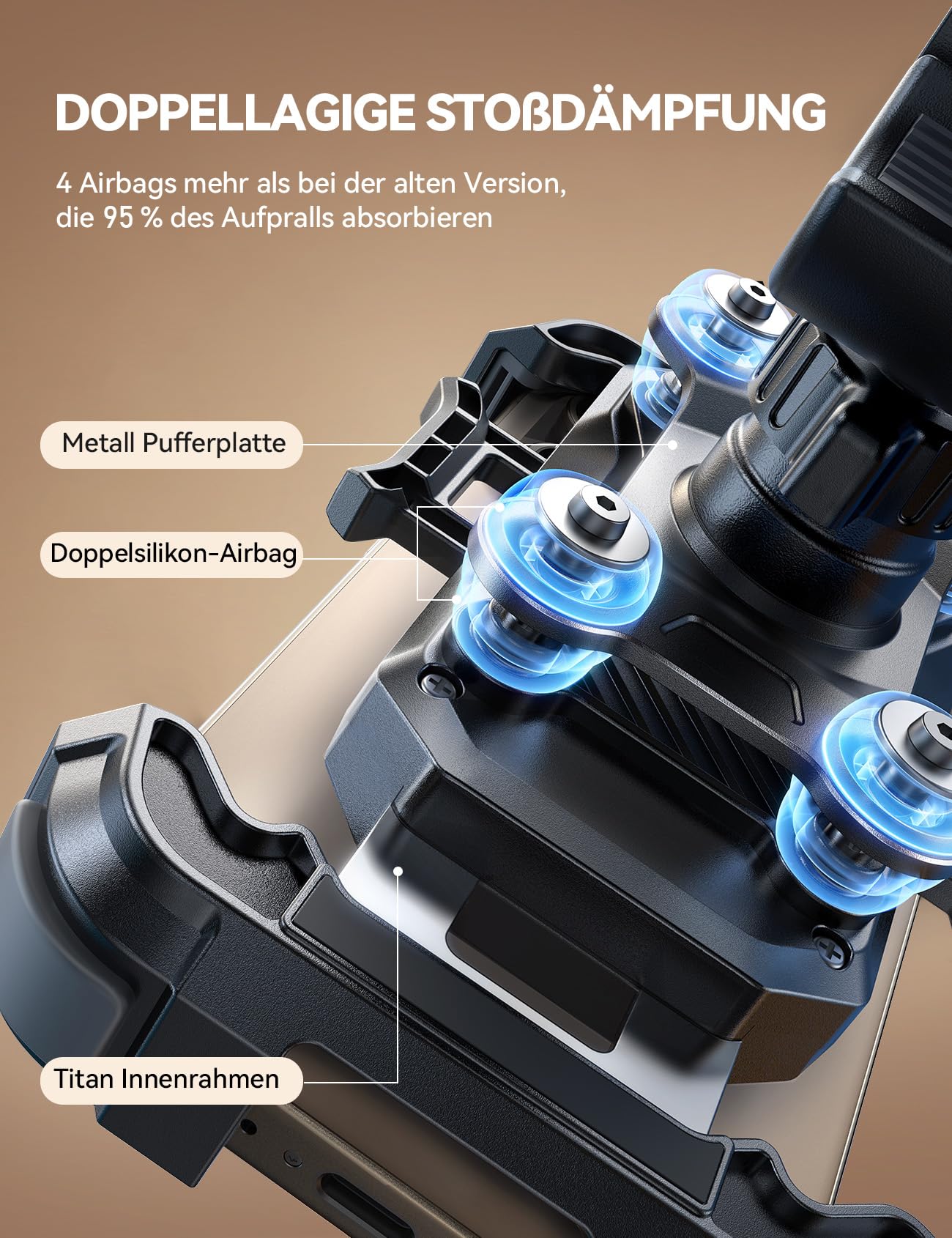 JOYROOM Handyhalterung Motorrad [Doppelt Vibrationsgedämpft] Handyhalter Fahrrad [Verbesserte Metall Fahrradlenker] Handy Halterung Lenker für iPhone 17 16 15 Pro Max Samsung Smartphones 4,7-7" | Metallkern, Doppelte Stoßdämpfung, Auto-Clamp, 360° Drehbar