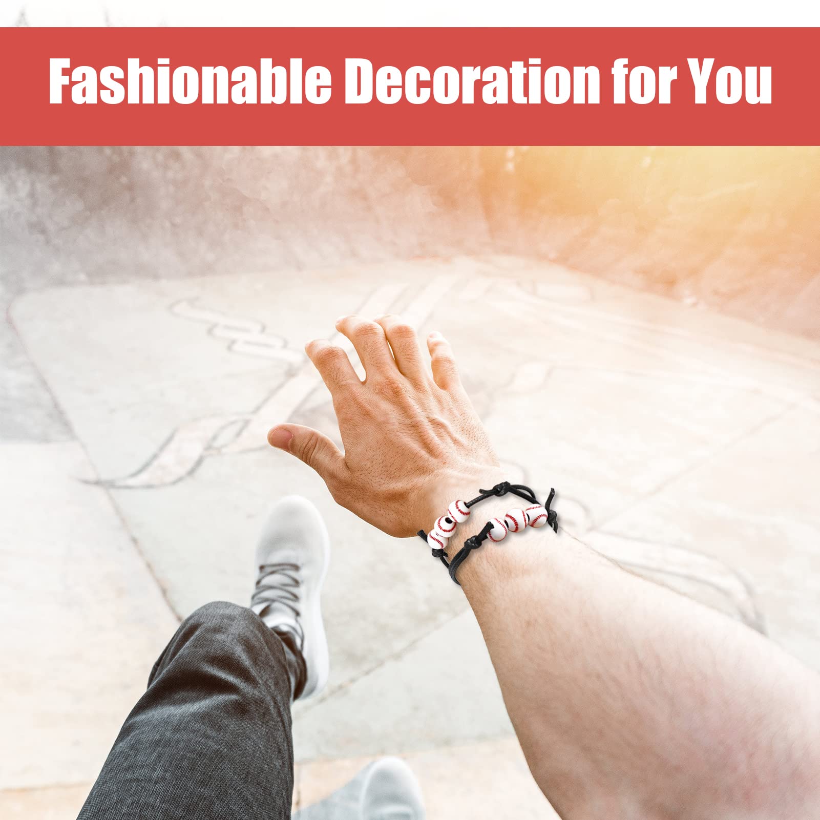 Softball Beads 30-Pack Softball Charm Bracelets Adjustable Rope