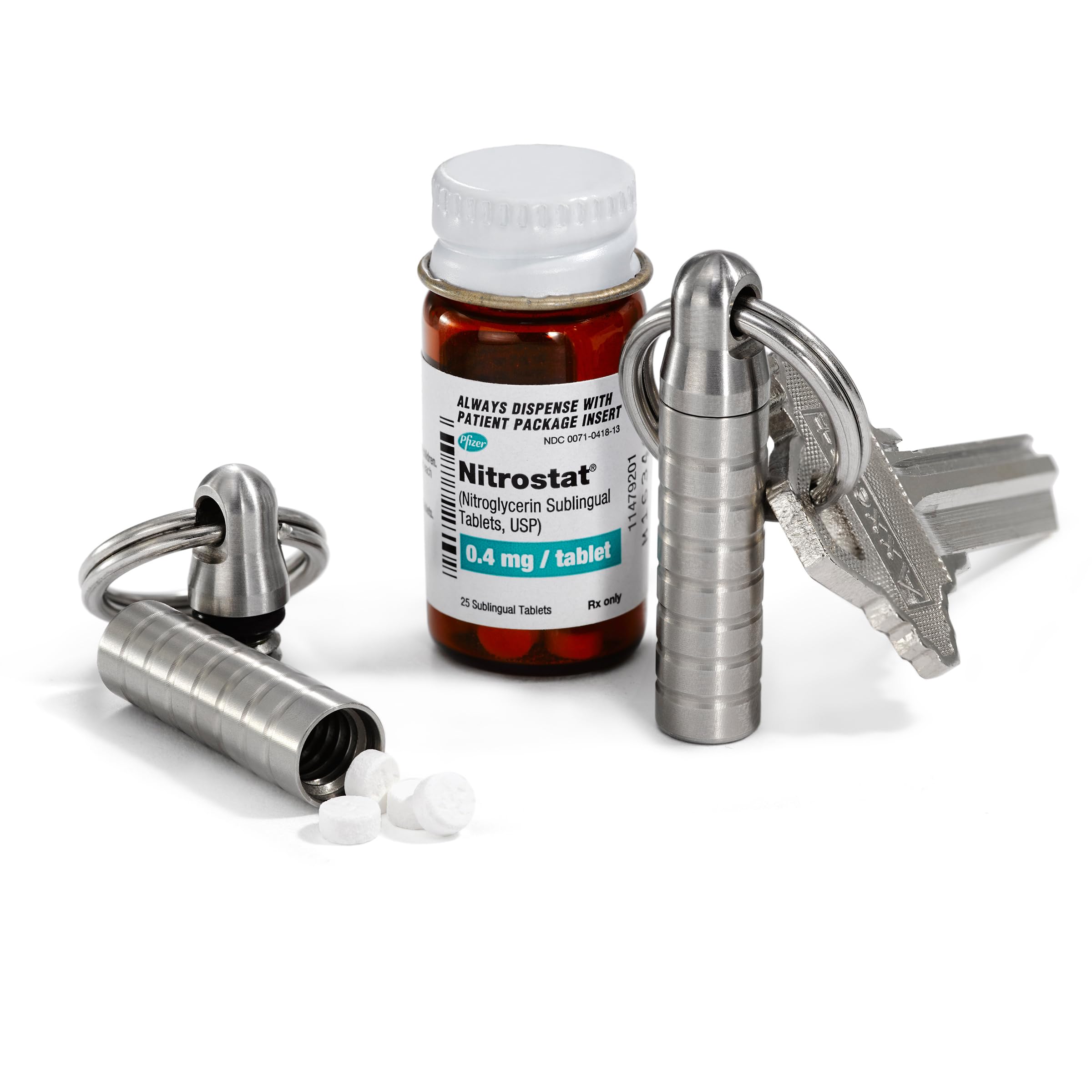 Cielo Pill Holders - Extra-Small Nitro Keychain Pill Holder, Made in USA, Titanium Keychain Container, Waterproof Pill Case, Stores 7 Nitro Pills