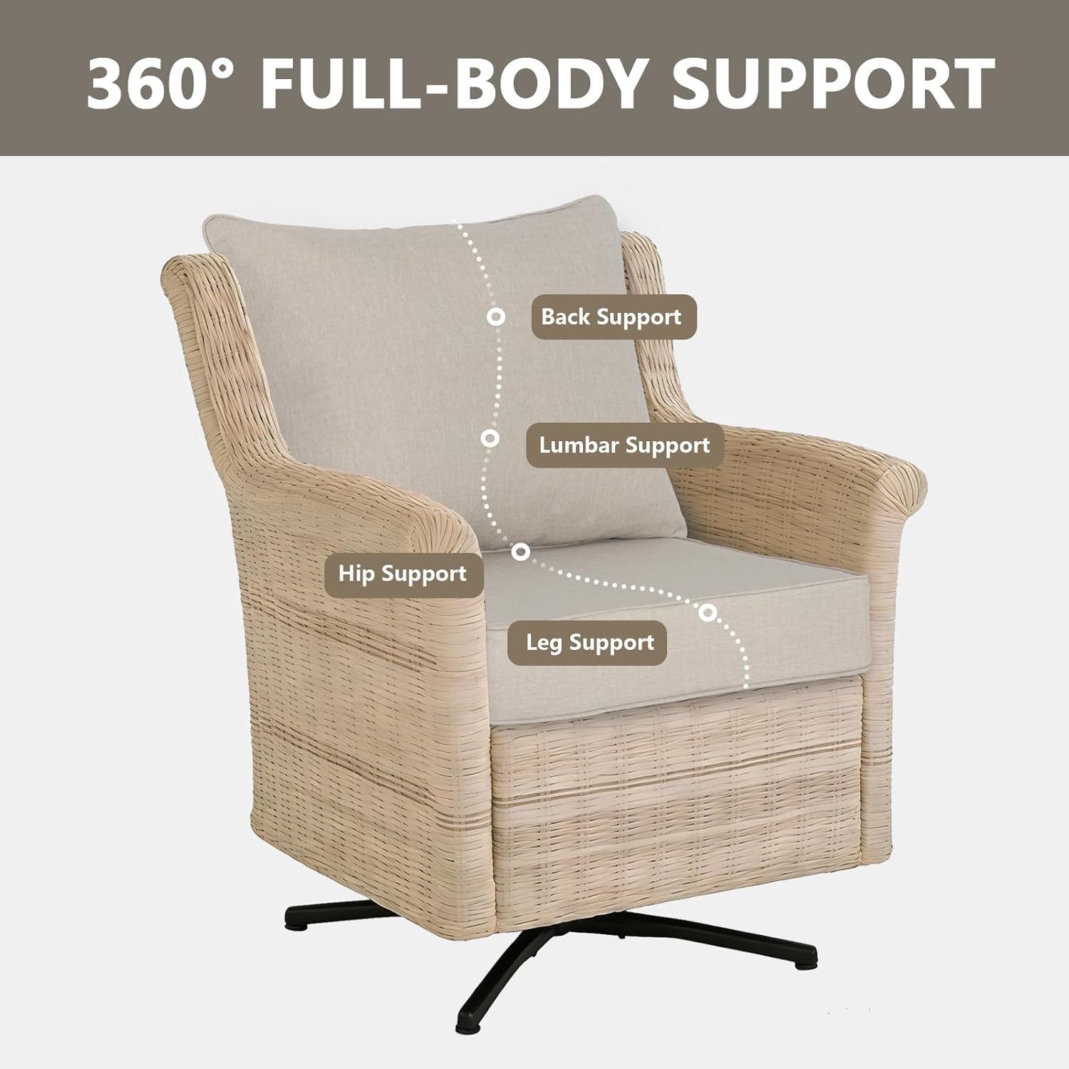 Goodgoods 24 x 28 Outdoor Patio Deep Seat Cushions 2-Pack, 1000+ Hours Fade-Resistant & Water-Resistant Outdoor Furniture Chair Cushions with 30D High-Resilience Foam for Sofa Chair, Putty