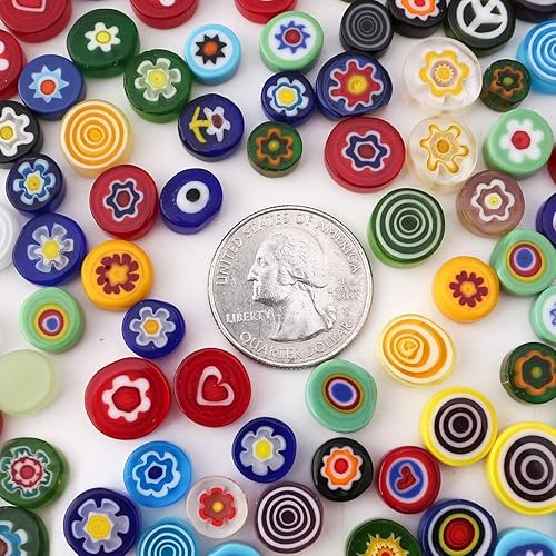 Miniatura 7 de Youway Style Millefiori - Azulejos de mosaico para manualidades, piezas de vidrio de mosaico, cuentas de vidrio Millefiori sin agujeros, kits de