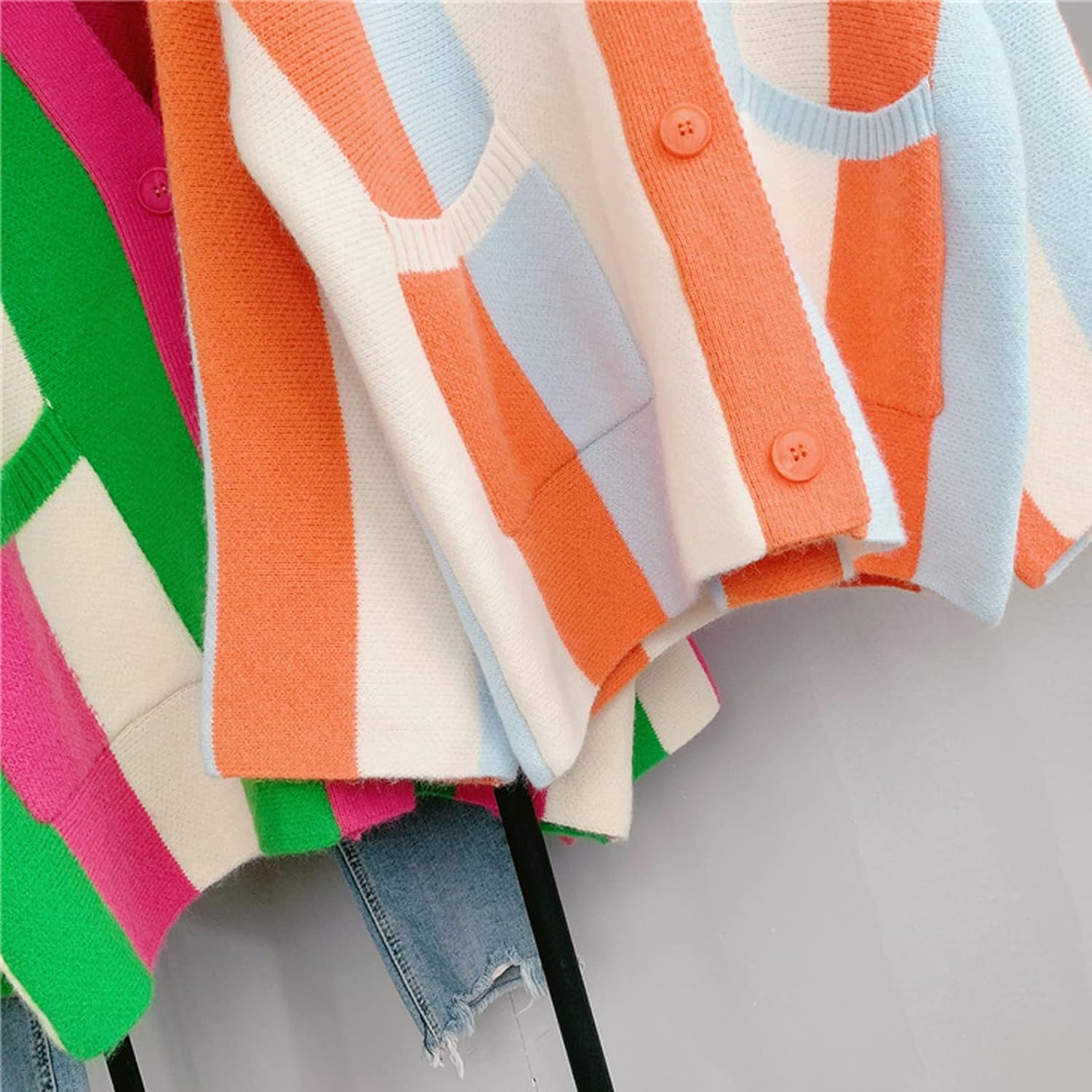 JASCLS Women's Long Sleeve Color Block Chunky Cable Knitted Oversized Sweater Cardigans for Women - Image 2