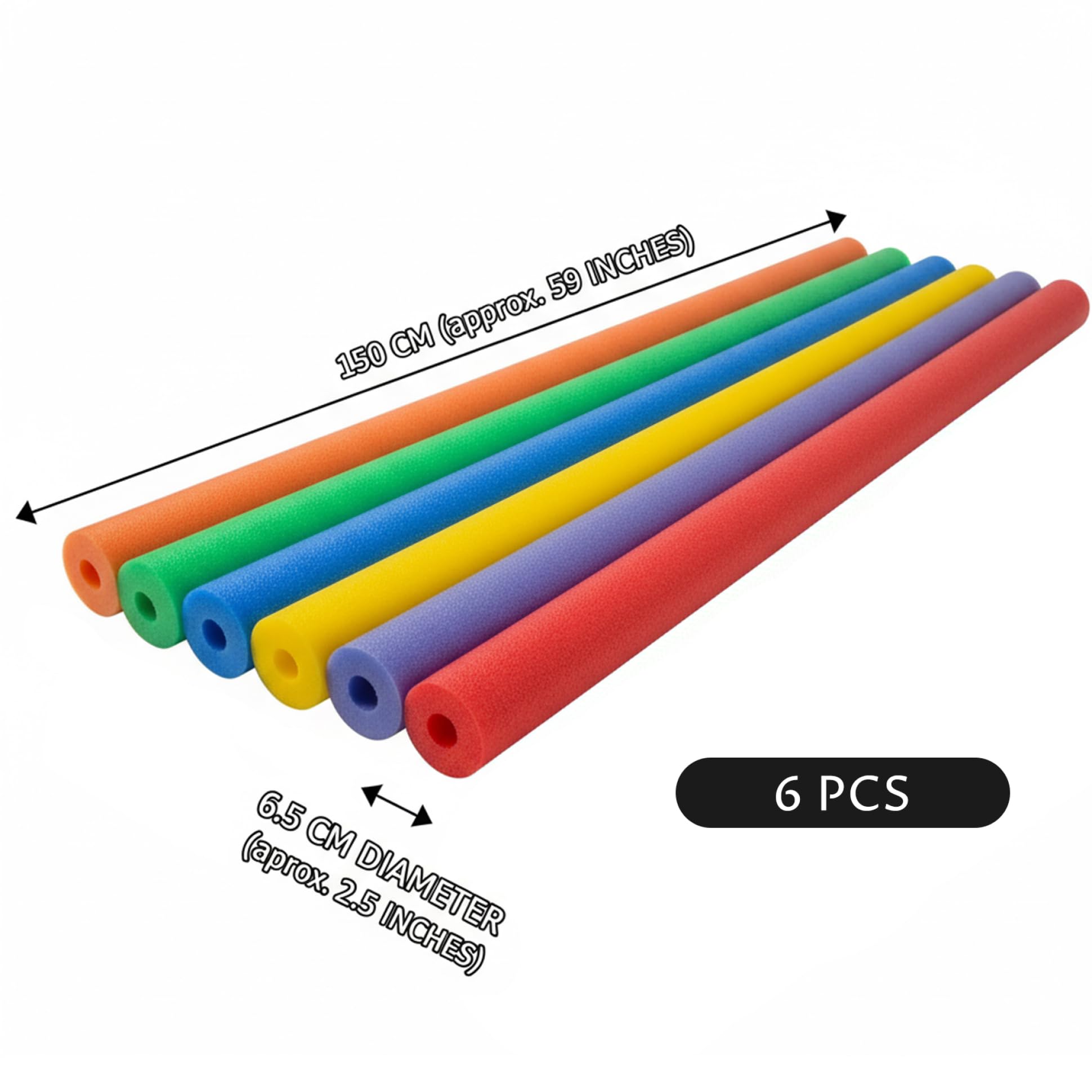 Confezione da 6 Noodles in Schiuma per Piscina - Noodles per Piscina da 59 Pollici per Giochi d'Acqua e Galleggianti in, 6 Colori