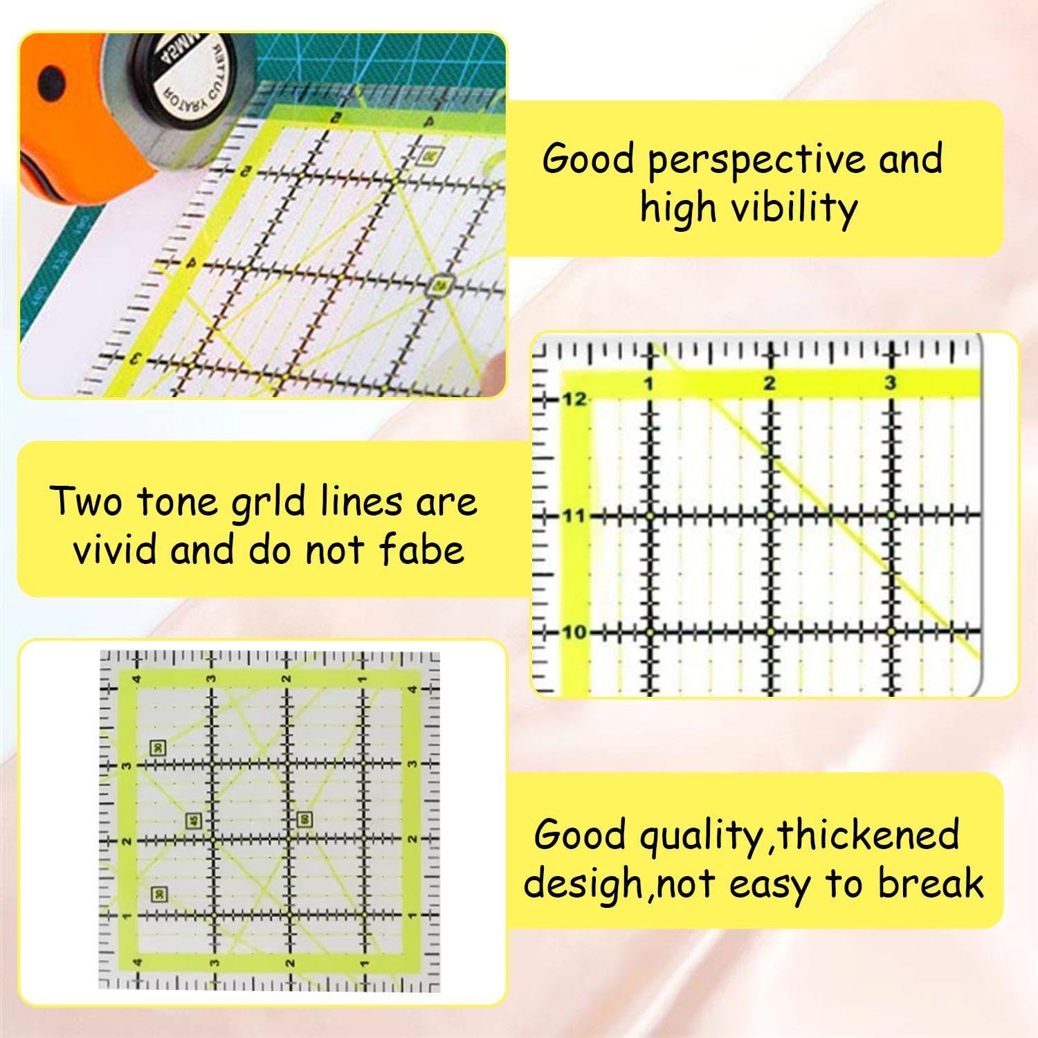 BENECREAT 9 Modèles Quilting Carrés Acrylique Transparent - Règles Patchwork Et Guide Couture Précis Pour Machine