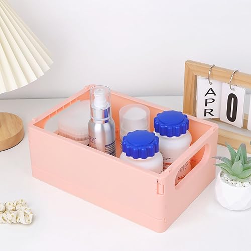 Miniatura 7 de Sondeng Cajas plegables de plástico para almacenamiento, organizadores de escritorio y almacenamiento, cesta de almacenamiento apilable, bonita