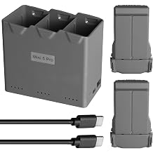 2 Pack Mini 5 Pro Battery & Charging Hub, Fly More Bundle for DJI, 5000mAh-7.16V-35.8Wh, Max 52 Mins Flight [3-in-1 Charger + 2 Batteries]