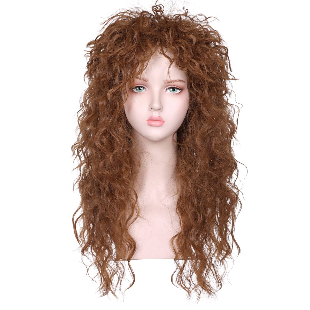 FantaLoonk Brown Wave 80s Wig 70s Halloween Mullet Cosplay Wig for Men
