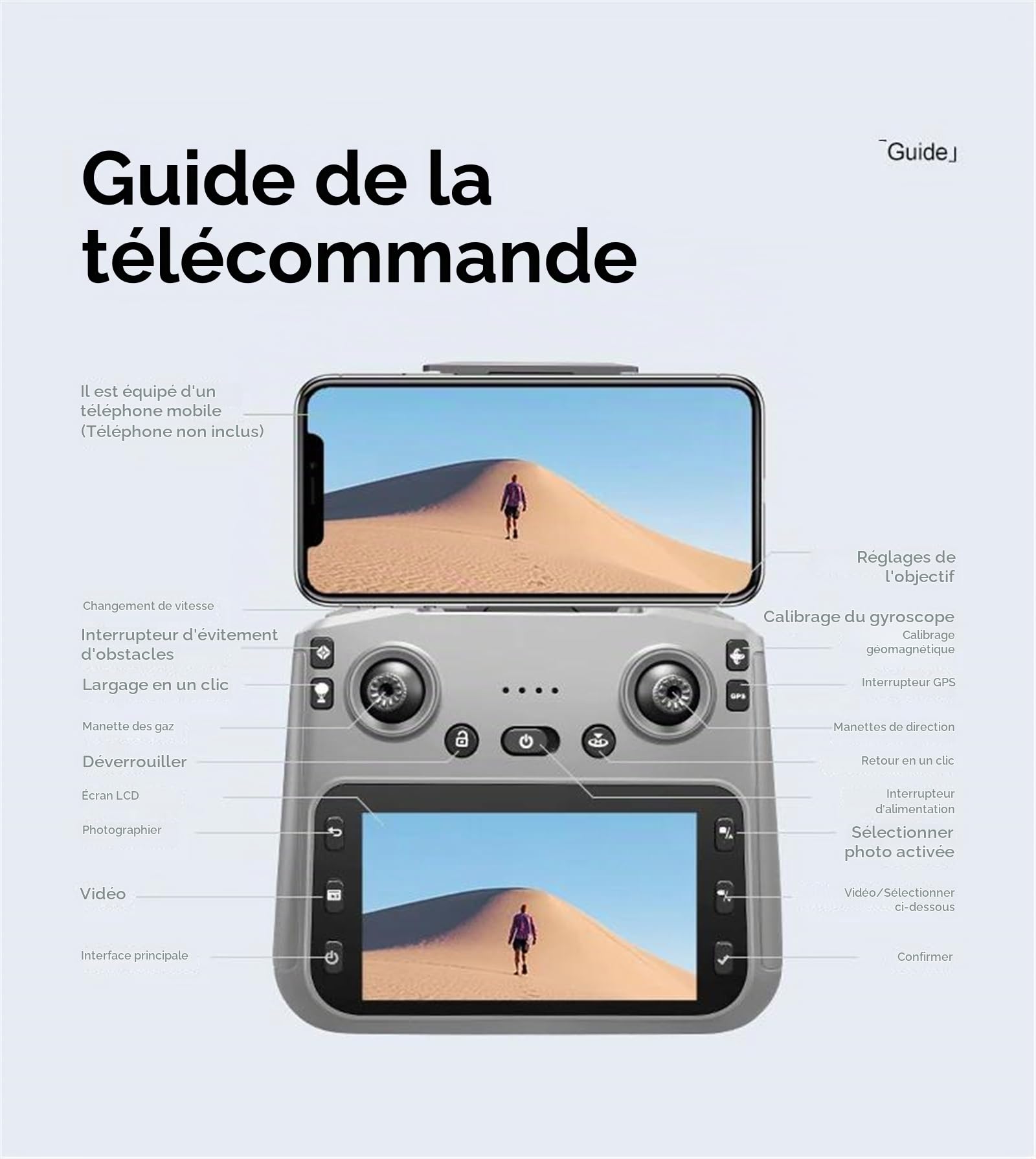 Nouveau Drone GPS k19 Max, caméra aérienne Professionnelle 4k FPV, Brosse évitant Les Obstacles avec Grand écran, télécommande Pliable,Triple Battery