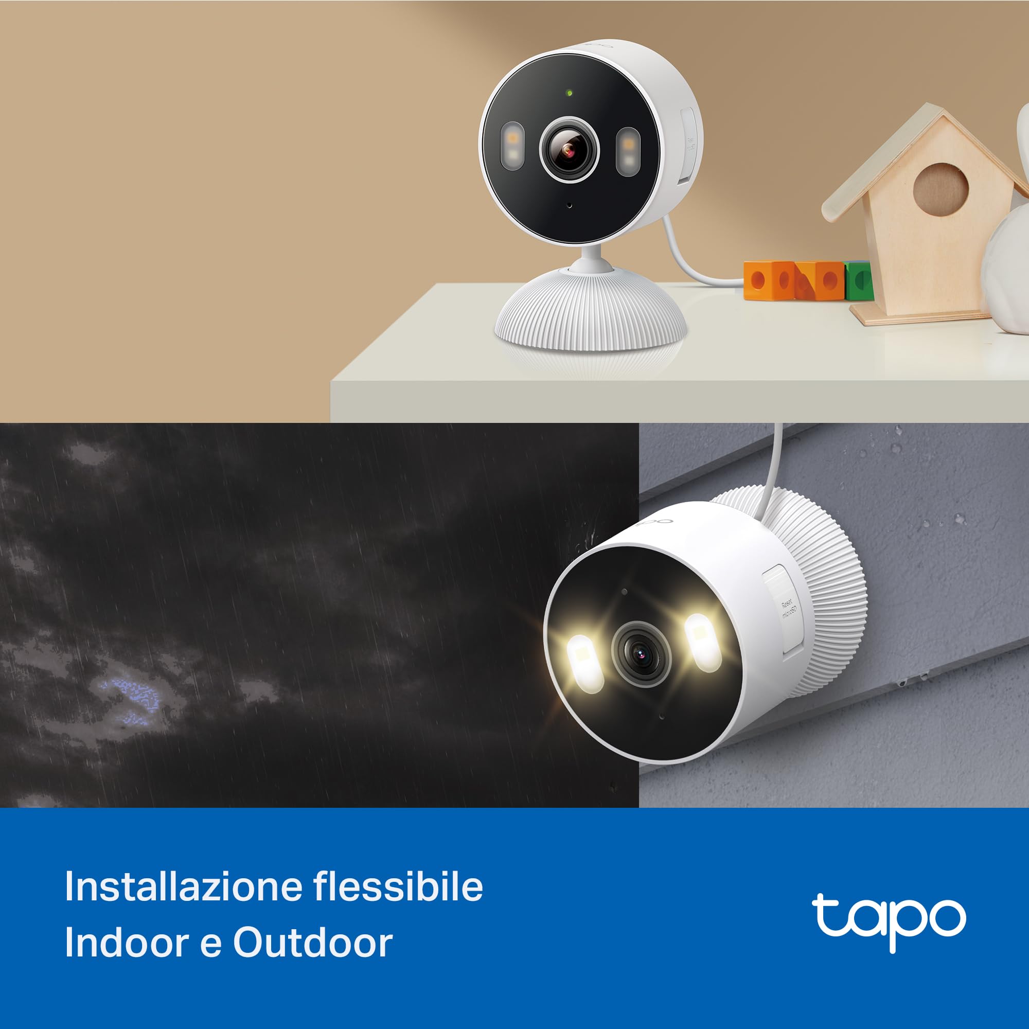 Tapo C113 Telecamera WiFi Esterno 2K 3MP, IP65, Visione Notturna a Colori con Spotlight, Rilevamento Smart AI, Audio Bidirezionale, Allarme Sonoro e Luminoso, Compatibile con Alexa