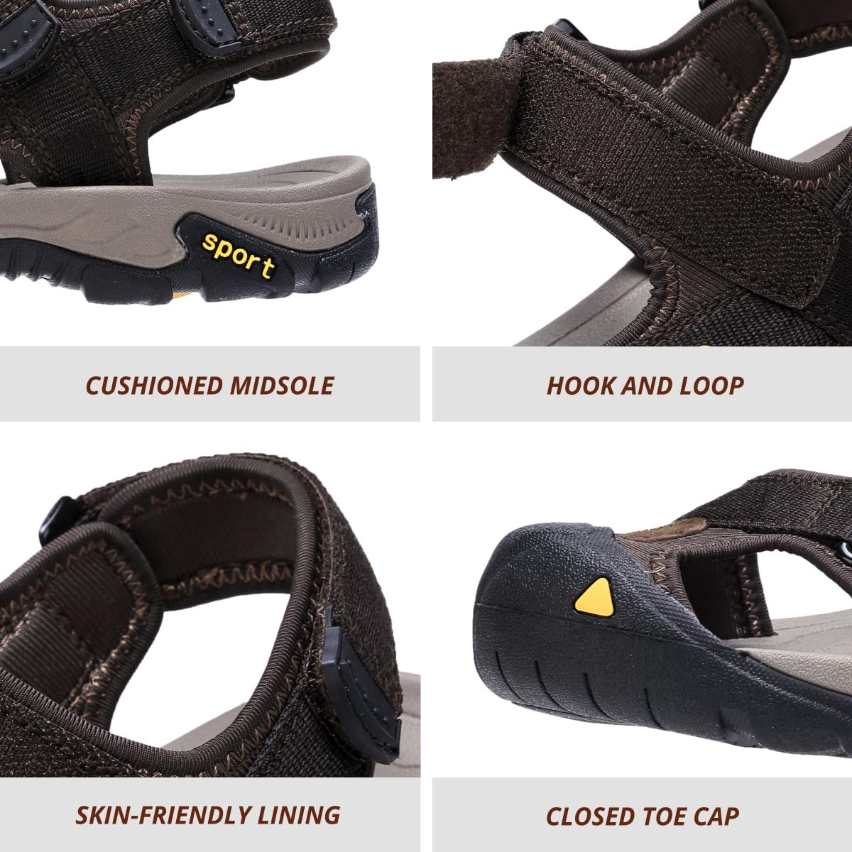 CAMEL CROWN Sandalias de senderismo impermeables para hombre, sandalias de agua con puntera cerrada, sandalias deportivas para verano, al aire libre, playa, barco