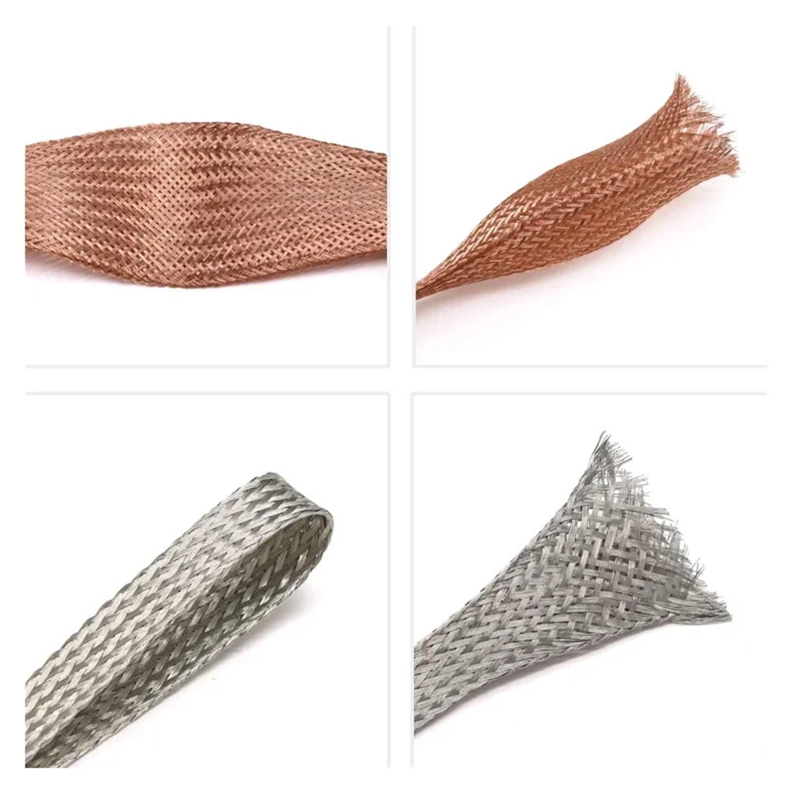 Câble plat tressé en cuivre de 1/2/5 m, gaine tressée en cuivre étamé, largeur 2 ~ 28 mm, câble de signal extensible, gaine métallique blindée, cuivre étamé, largeur 16 mm, 5 mètres)