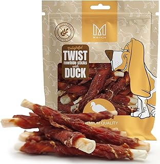 MERSJO Dog Treats Twist Raw Skin Sticks with Duck Meat, 500 g, 12-13 cm, Gluten-Free, Natural Chew Snack for Dogs product image