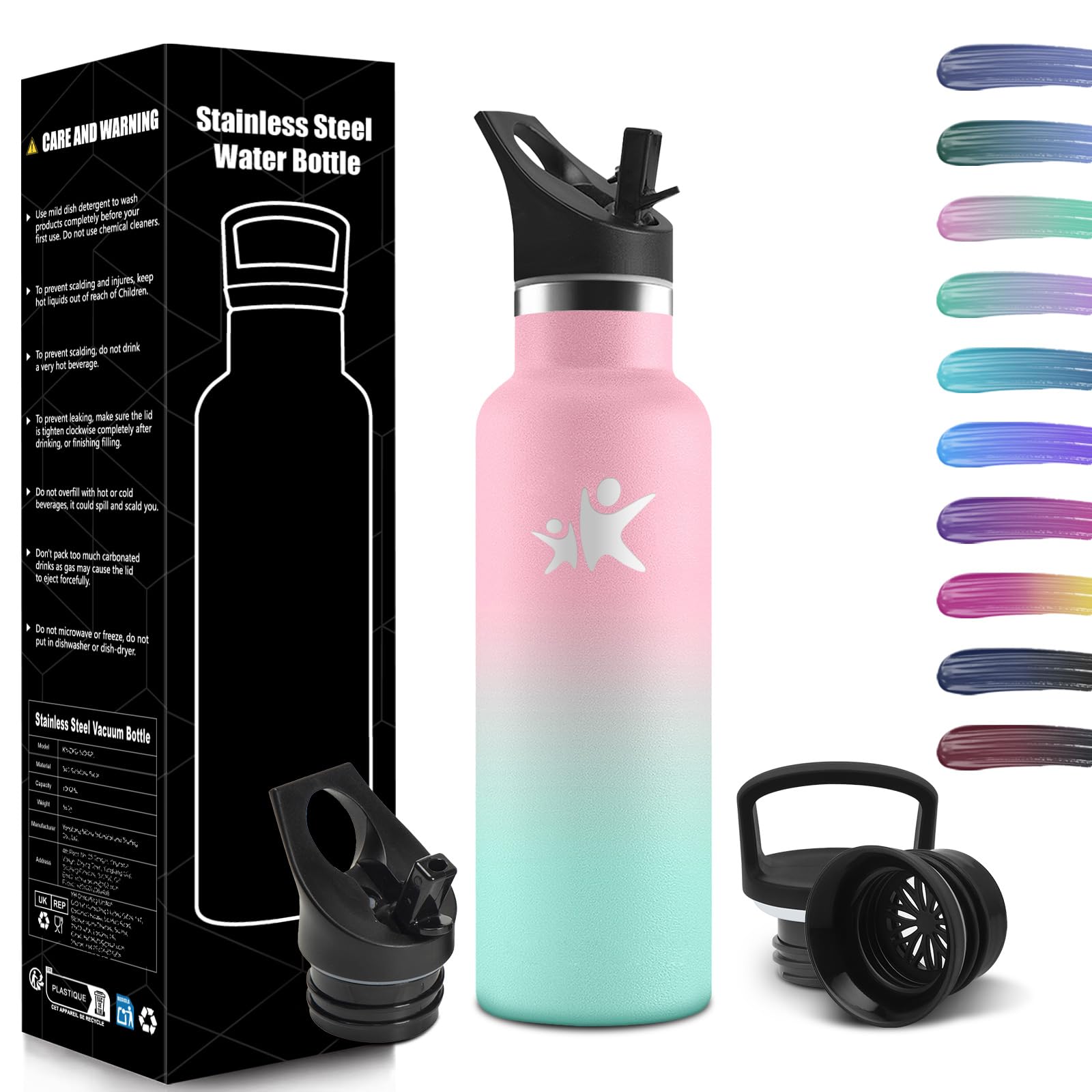 Honeyholly Children's Water Bottle, 500 ml, BPA-Free, Stainless Steel, Leak-Proof Insulated Flask, Double-Walled Water Bottle with Straw for Sports, School, Office โ image 1