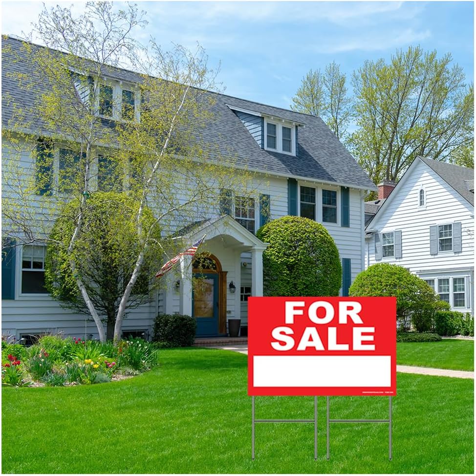 Real Estate Signs 36"x24" Extra-Large Yard Signs, Waterproof, Double-Sided Print, UV Ink, Screen Printed, High Visibility - 24" Metal Stakes Included (36"x24" FOR SALE)