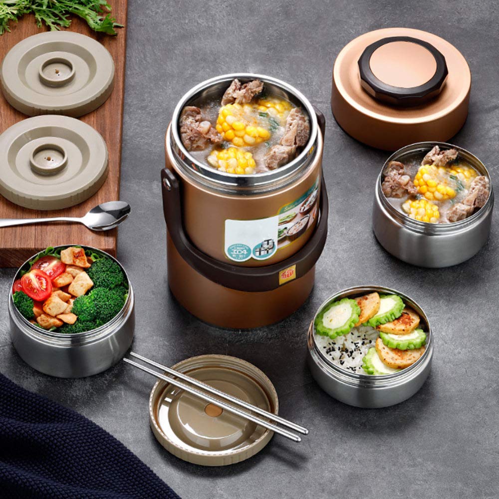 Thermos per alimenti，1.5L contenitore isotermico per alimenti,Vuoto Isolato Acciaio Inossidabile Thermos, Contenitore Termico per Alimenti, Portavivande Lunch Box Barattolo per Alimenti,Silver