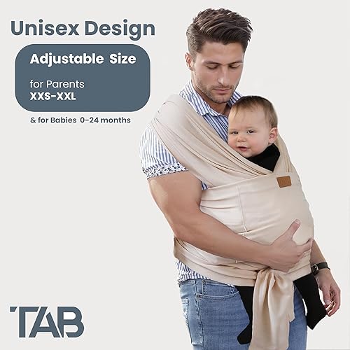 Miniatura 6 de Elegante portabebés beige y dorado cómodo, suave y de apoyo, anillo ajustable para mamá y papá, ideal para registro de bebé, recién nacido a niño,