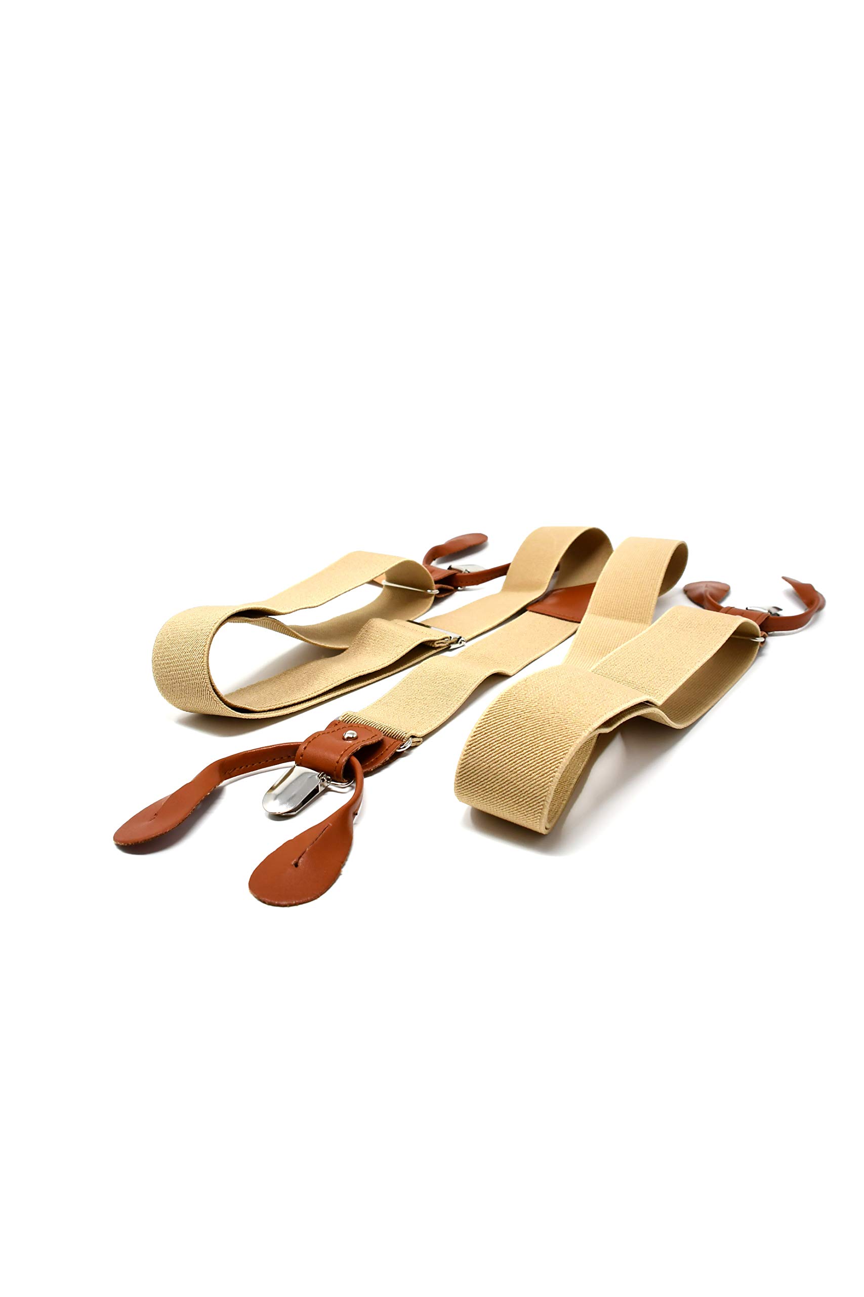 Sweet Leaf Bretelle Beige di alta qualità completamente Regolabili - 3 Clip o 6 Bottoni (personalizzabili)- Forma di Y - Classiche, Eleganti e Moderne