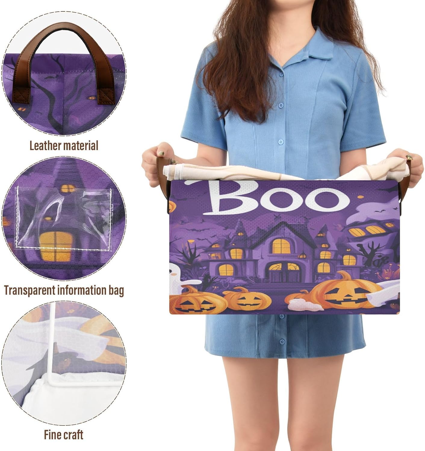 Halloween Pumpkins Castle 2 Pack Fabric Storage Bins for Shelves Collapsible Cube Storage Bin Basket Storage Cubes with Handle Laundry Organization And Storage for Home Closet Office Clothes