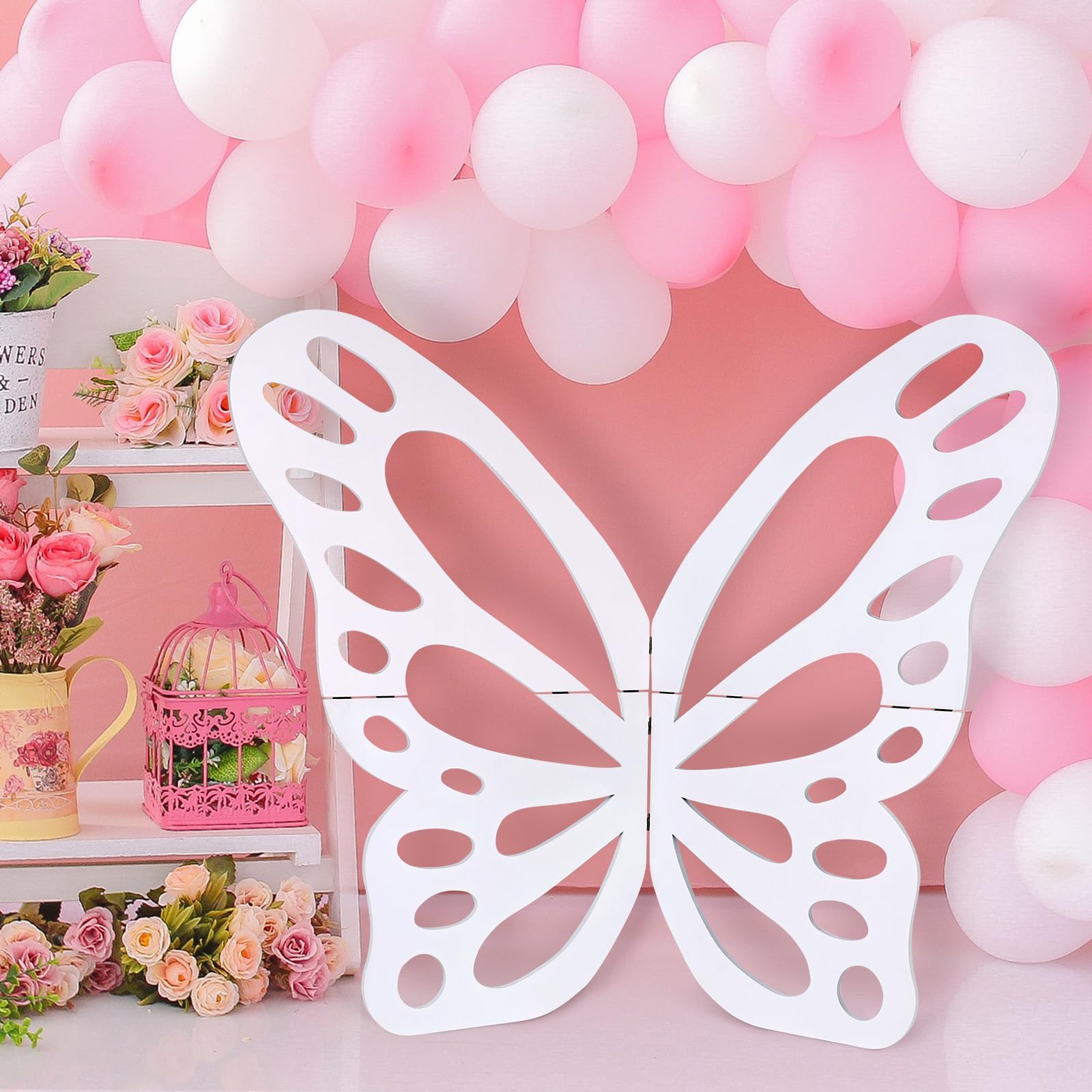 Butterfly Baby Shower Decorations, Large Wood Butterfly Decoration, Butterfly Wings Cutout, Standing Butterfly Backdrop for Baby Shower, 3ft (Butterfly)