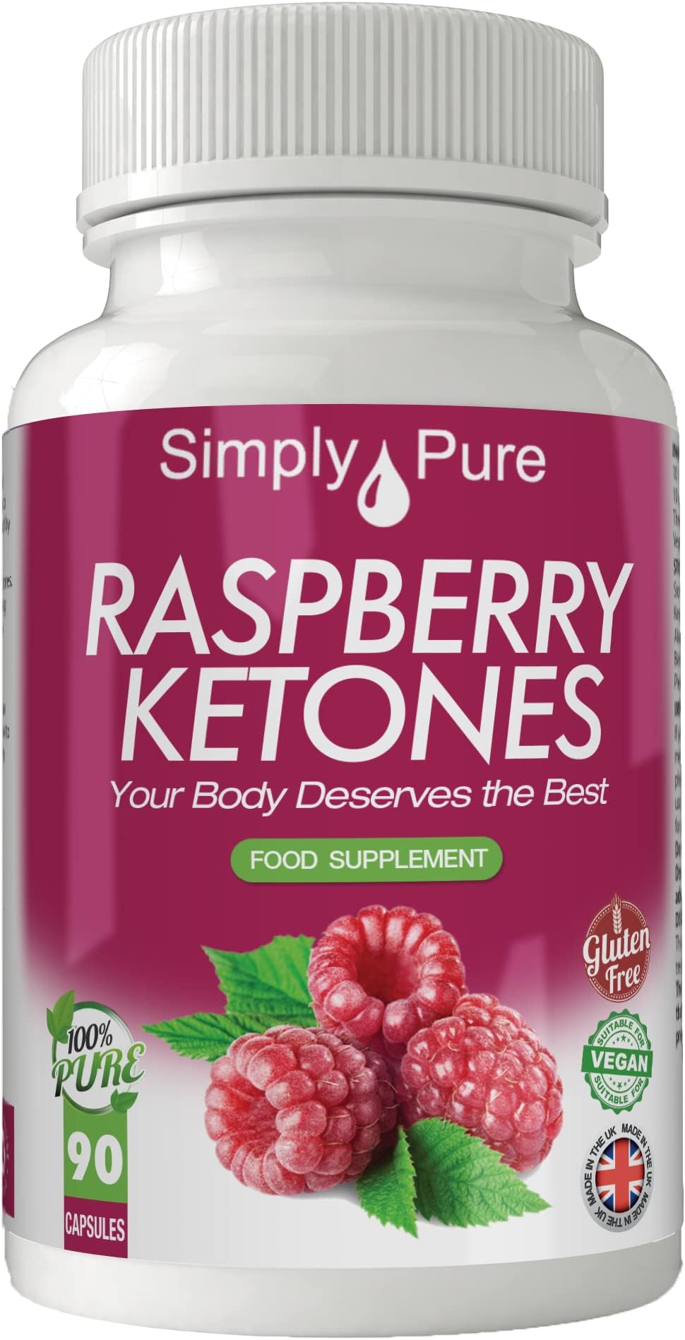 Raspberry Ketones | Weight Loss Support | 500mg Concentrate (Equivalent to 5000mg Active Ingredient) Capsules x 90 | Gluten Free | GM Free | Vegan