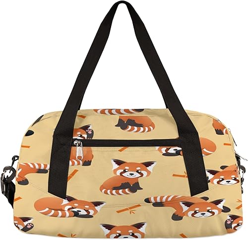 Lindo mapache rojo panda bolsa de lona para niños, bolsa deportiva impermeable para gimnasio, bolsa de viaje para niños y niñas, Lindo mapache rojo