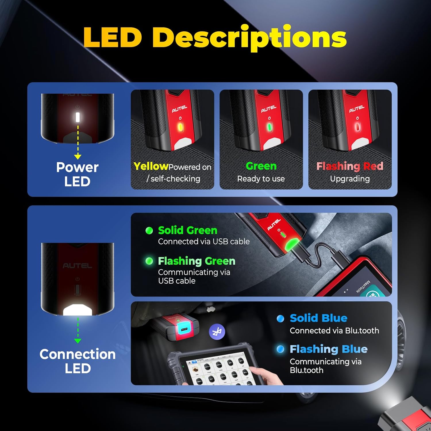 Autel MaxiVCI V200 VCI200 Wireless OBD2 Connector Adapter, VCI 200 OBD2 Diagnostic Dongle, Work w/MaxiSys Scanner MS906 PRO MS906MAX MS906 PRO-TS KM100 BT608 BT609 ITS600 MK906 PRO TS
