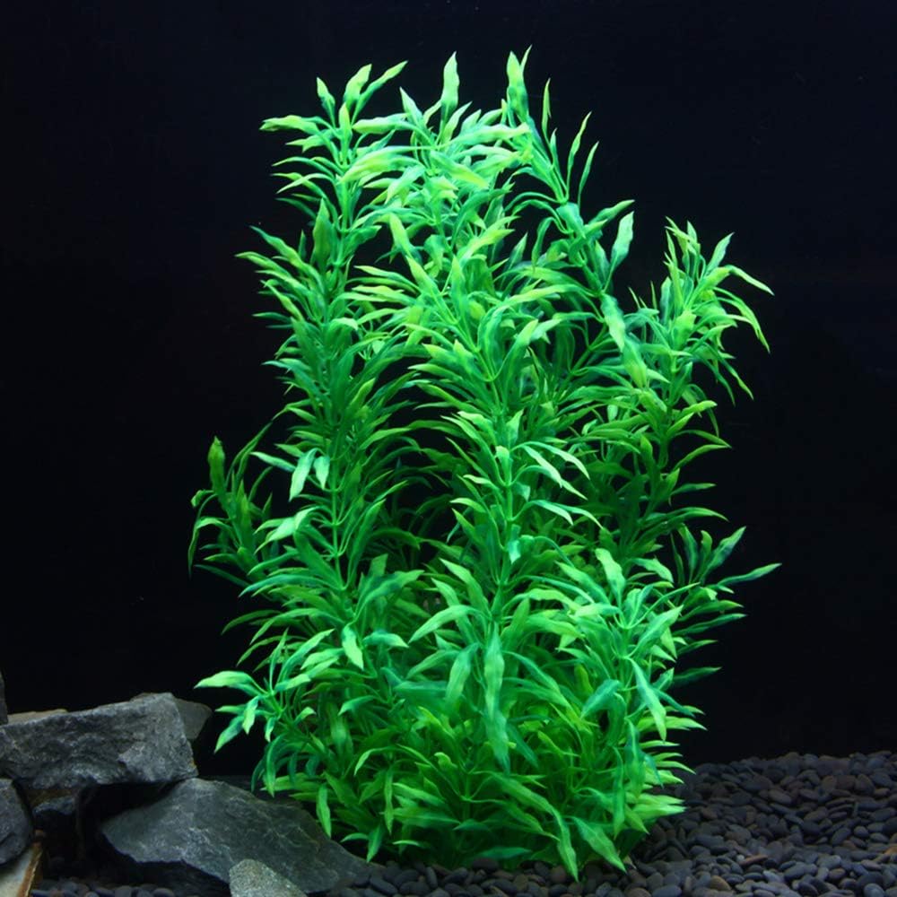 YIKEBAICAI 15.7inch Large Fish Tank Plant Decor Aquarium Artificial Plant Decorations Artificial Aquarium Plants (Green)
