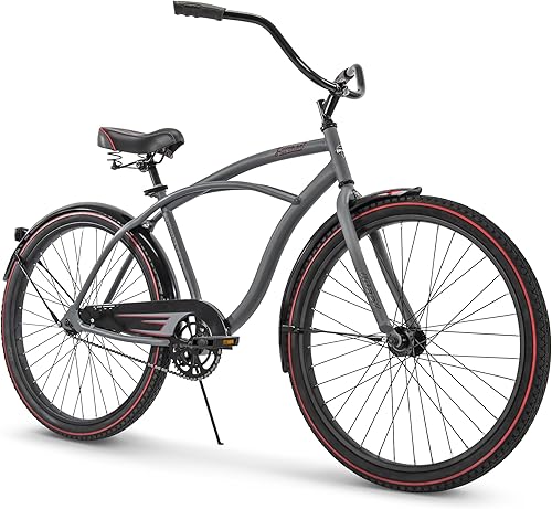Vista 12 de Huffy Cruiser Bike, Fairmont or Woodhaven Model, 20/24/26 Inch Sizes, Perfect for Casual Rides, Ergonomic Design, Rear Rack and Basket on Woodhaven