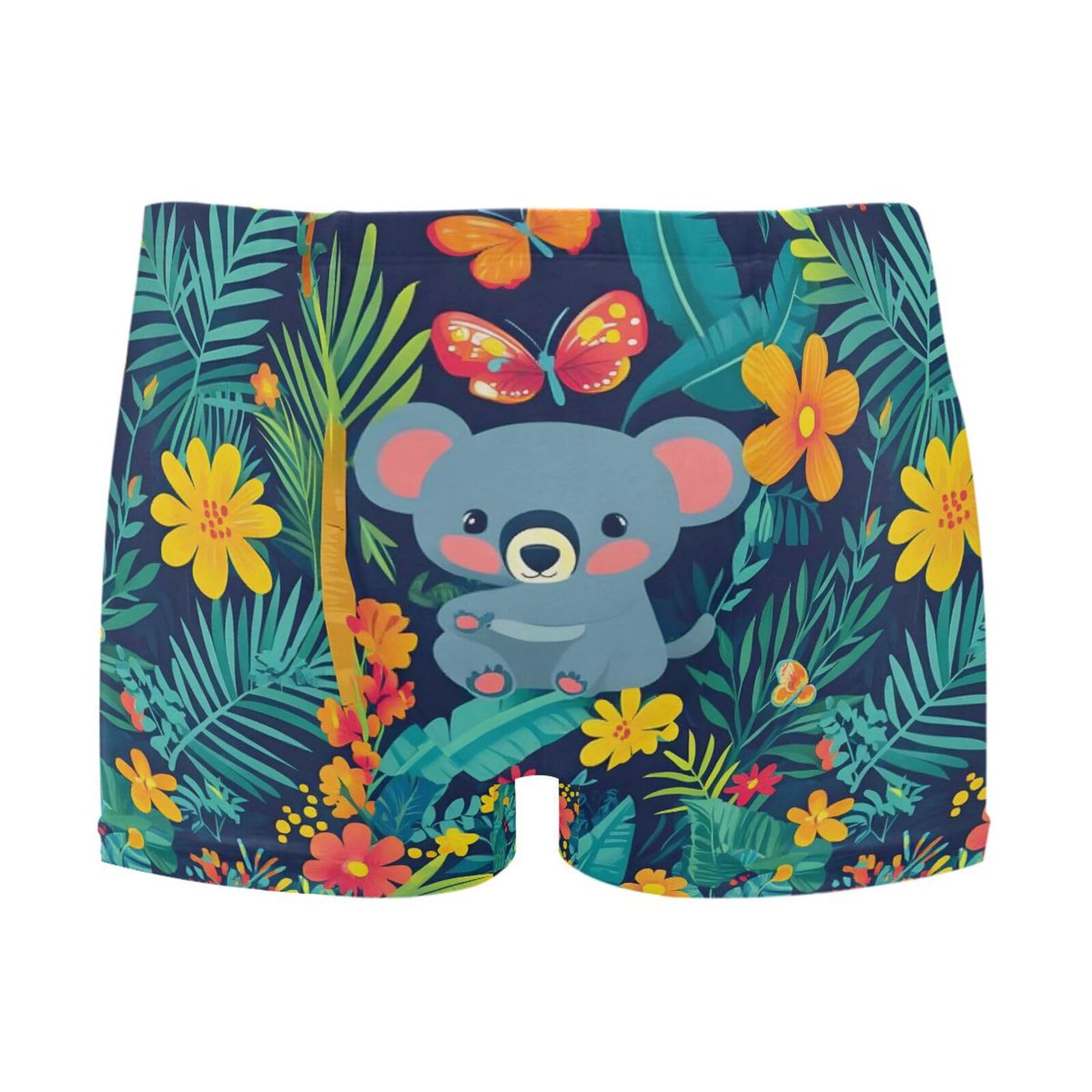UMIRIKO Cute Koala Tropical Flower Mens Swim Trunks Swimwear Bathing Suit Swim Brief Square Leg Board Short S-3XL 202b8077