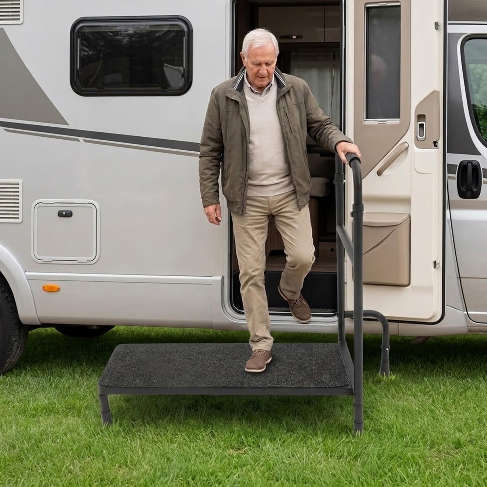 Pasos para bañera, escalones de escalones, soporte de seguridad móvil, ayuda para entrar en la bañera, nivel de baño, ayuda de entrada, hasta 155 kg, taburete de 77 cm, reposabrazos para bañeras