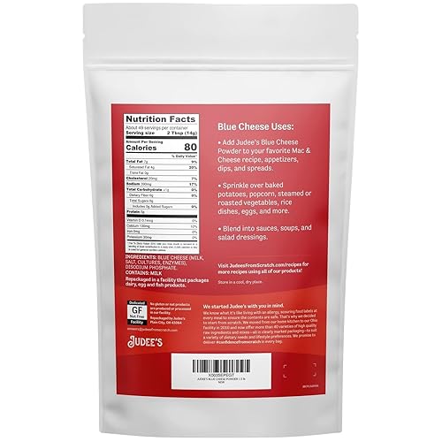 Miniatura 2 de Judee's - Polvo de queso azul de 1.5 libras, sin gluten y sin nueces, uso en condimentos y aderezos para ensaladas, ideal para salsas, untar y