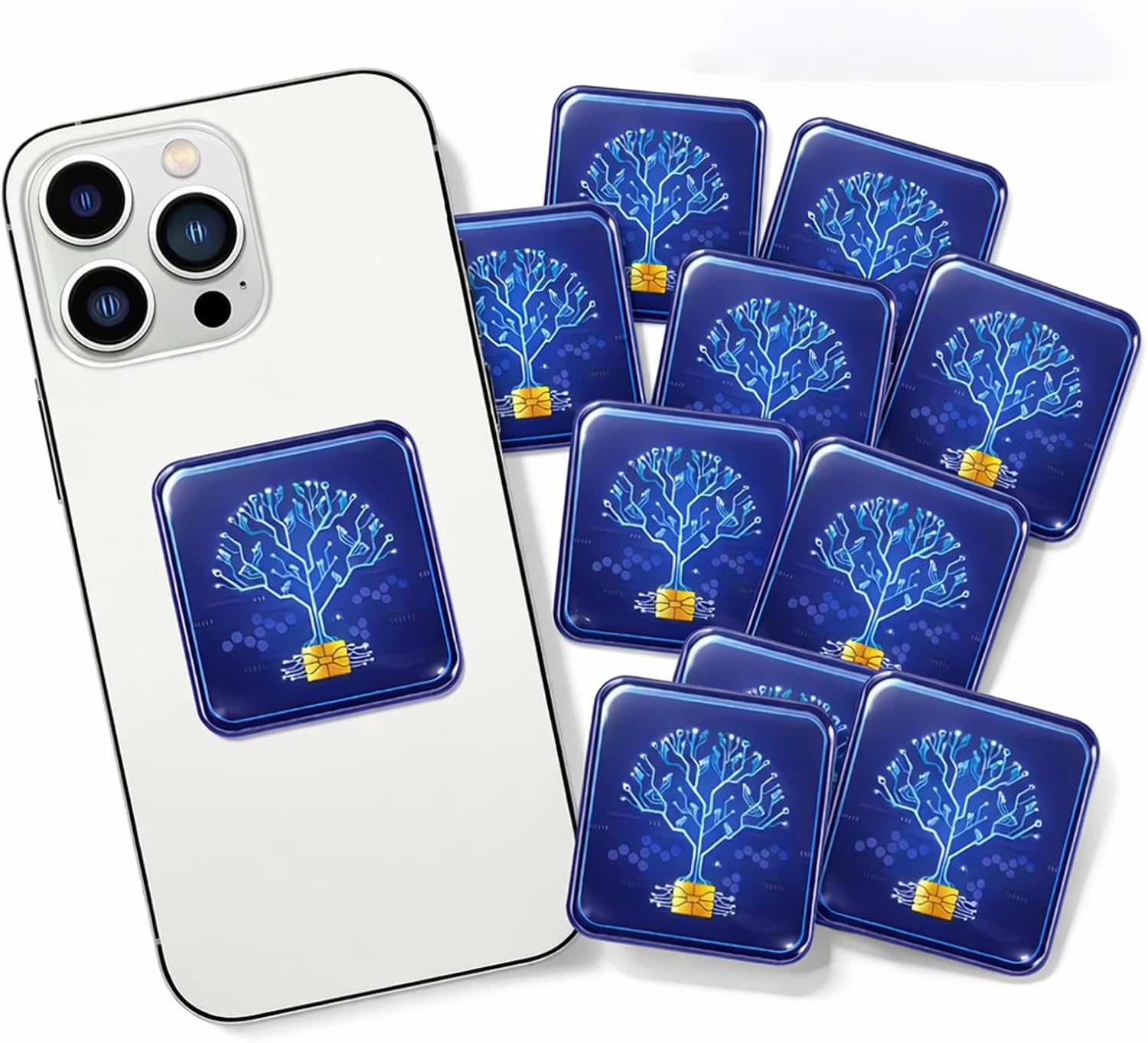 12 Pcs Cell Phone Protection Stickers for Smartphones & Electronic Devices, Slim Neutralizing Stickers for Phones, Tablets, Laptops, Routers and More1