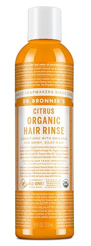 Dr. Bronner's Fair Trade & Organic - Enjuague acondicionador para el cabello, naranja cítrica, 8 onzas