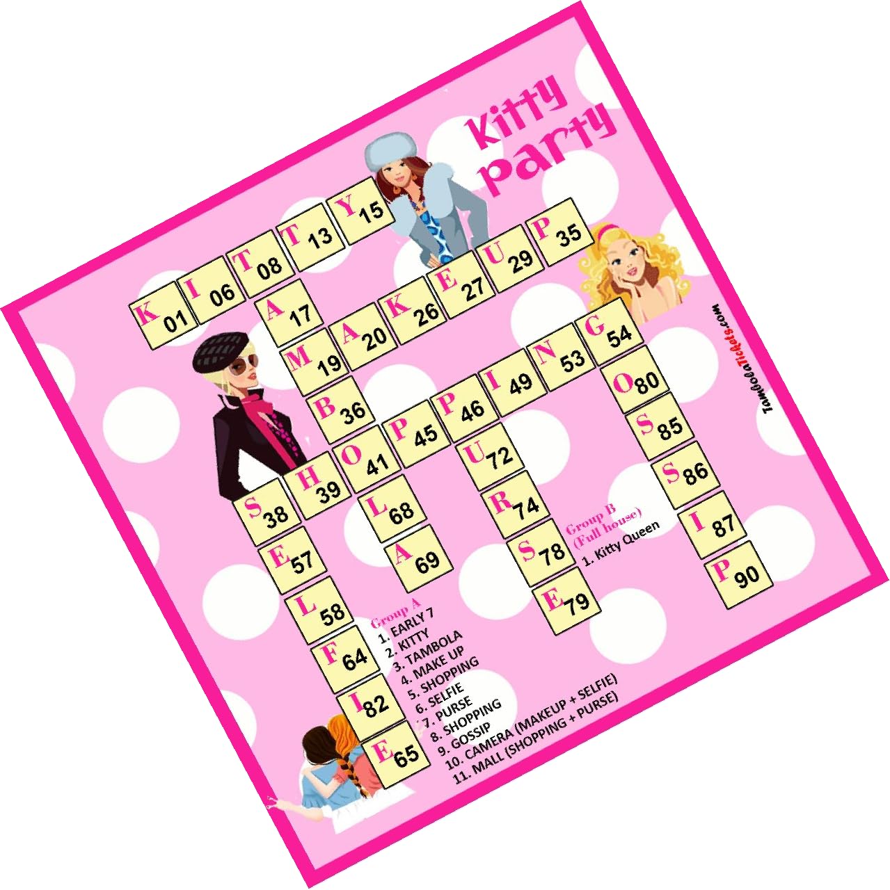 TambolaTickets.comCrossword Kitty Party Theme tambola Tickets Bingo housie lotto (Printed on Hard Sheet, Big Size Tickets, 24 Cards)
