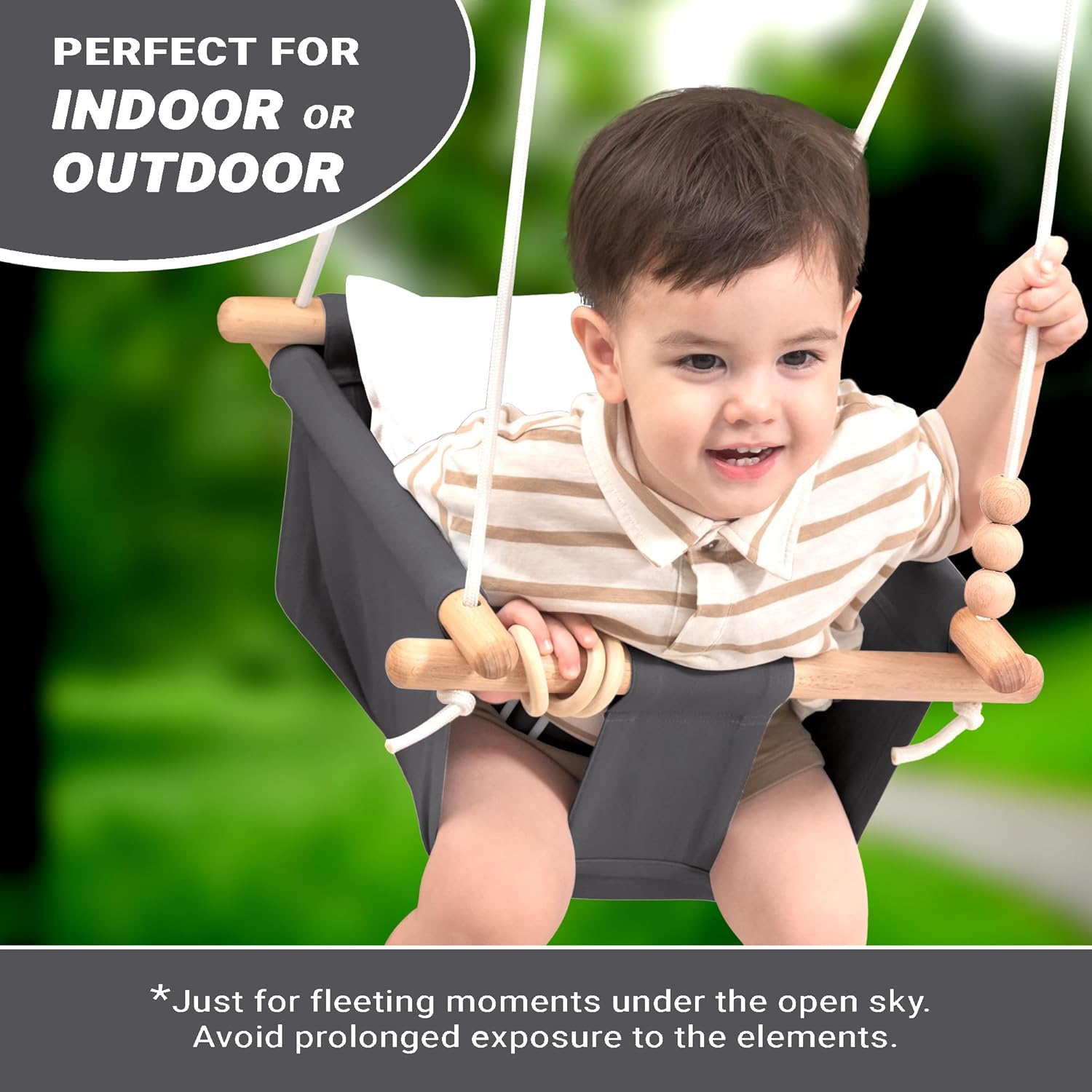 Baby Swing Outdoor and Indoor - Canvas Baby Swing 6 Months to 3 Years, Durable Baby Swing Chair, Indoor Baby Swing, Outdoor Baby Swing, Full Set of Ceiling Screws (Gray)