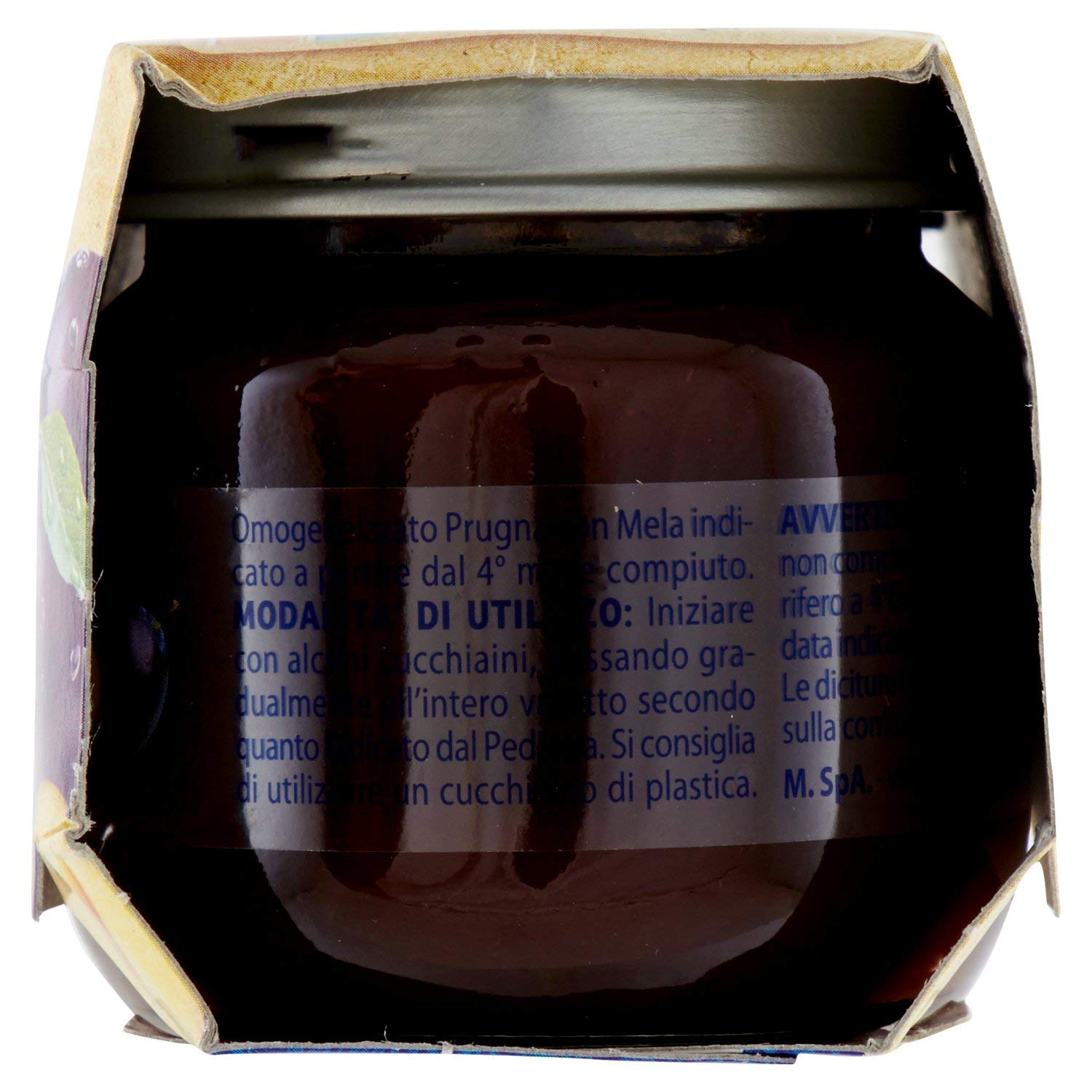 Mellin Omogeneizzato Di Frutta Prugna con Mela 100% Naturale – 24 Vasetti da 100 gr