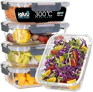 Igluu Meal Prep Glass Containers with Lids (5 Pack) – Airtight & BPA-Fre...