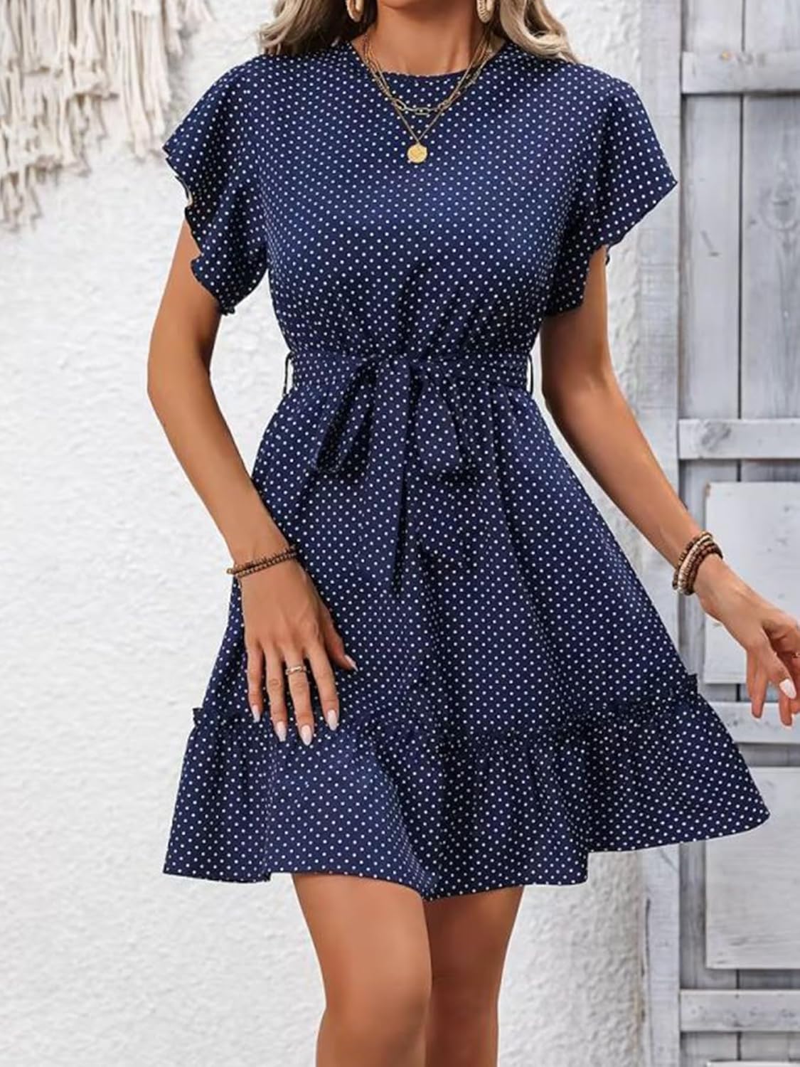 Women's Short Sleeve Maxi Dress Crew Neck Casual Beach Vacation Dress, Flowy Lightweight for Summer