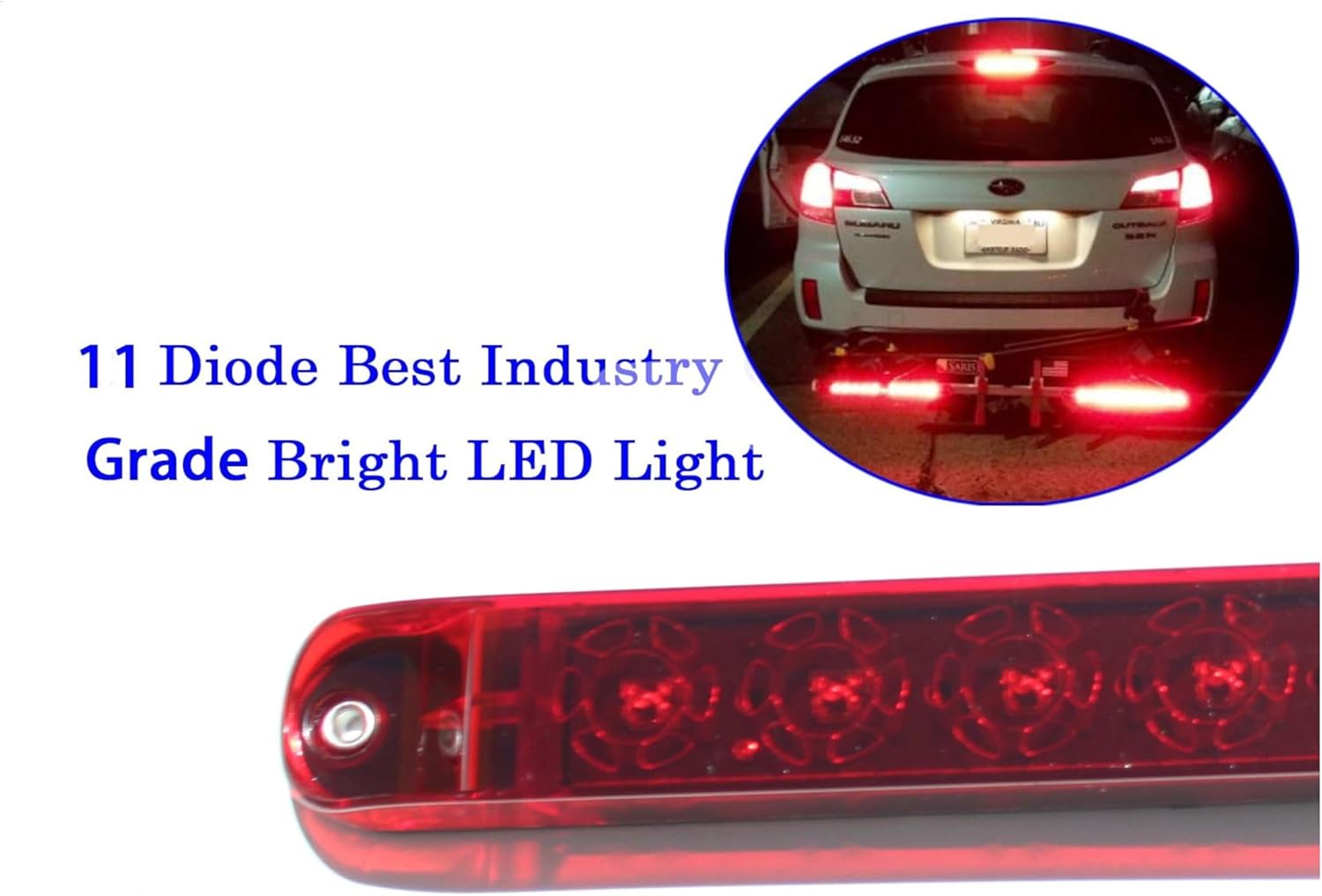 Autosmart 2PCS Red 17" 11 LED Trailer Light Bar Sealed Stop Turn Tail Park Brake Light Truck Trailer Clearance Marker ID Bar