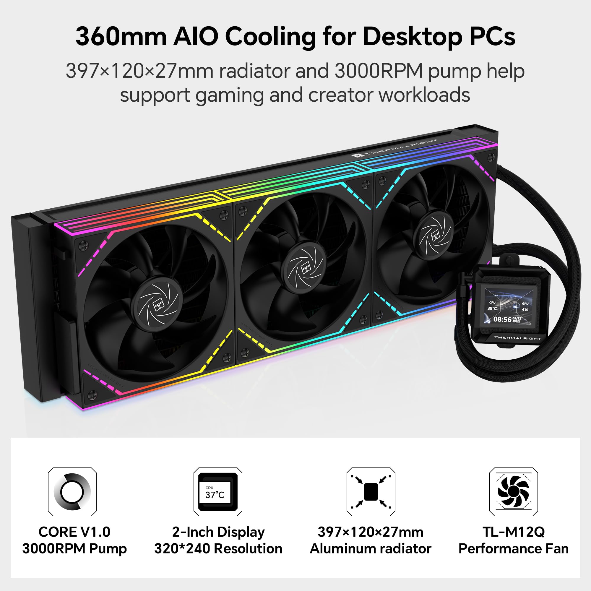 Amazon.com: Thermalright FW360 SE ARGB V2 360mm AIO Liquid CPU