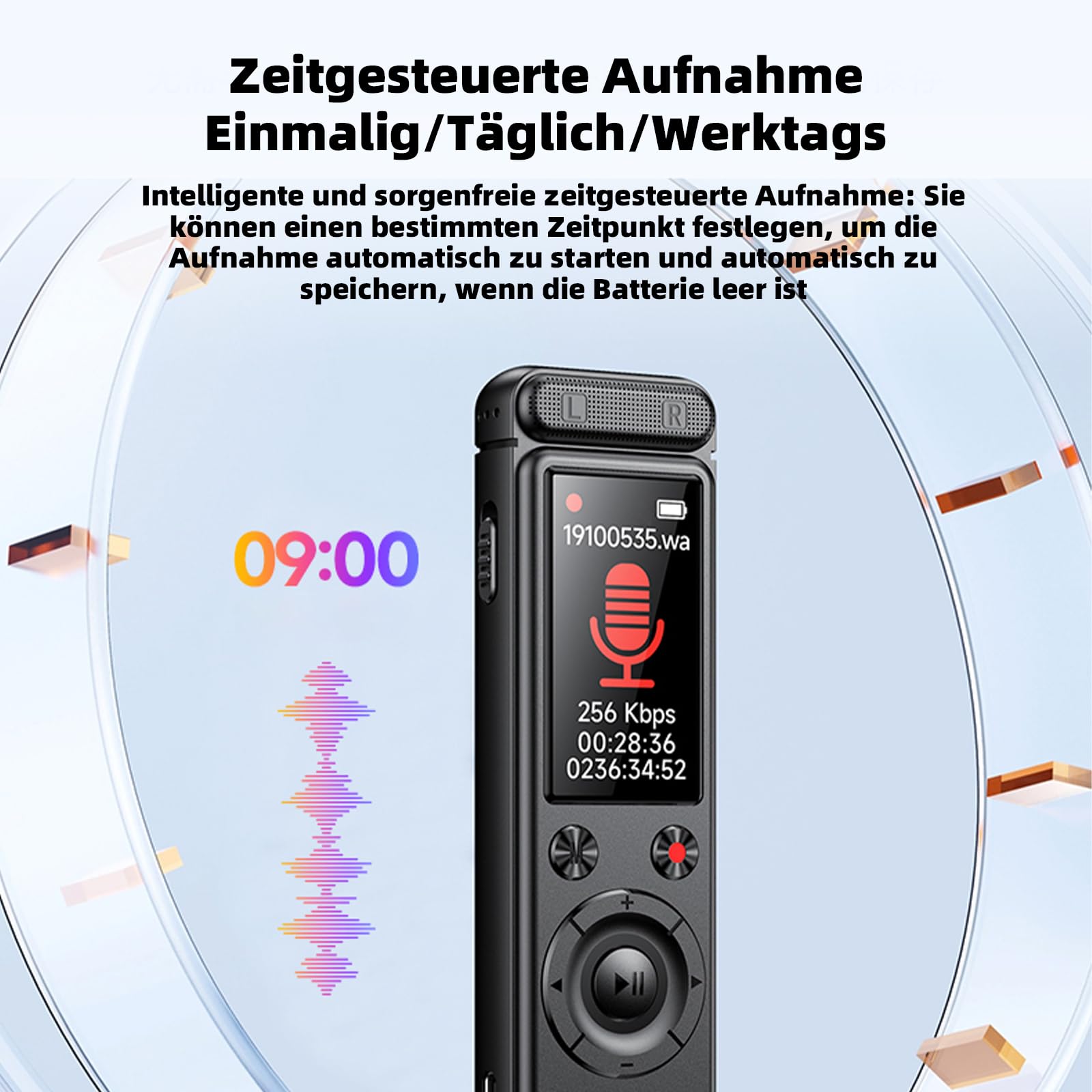 Diktiergerät, 64 GB Speicher, Passwort Entsperrung, Mit MP3 Player Voice Recorder, USB Rechargeable Diktiergerät Mini,Für Meetings und Interviews, Aufnahmegerät Mit Mikrofon