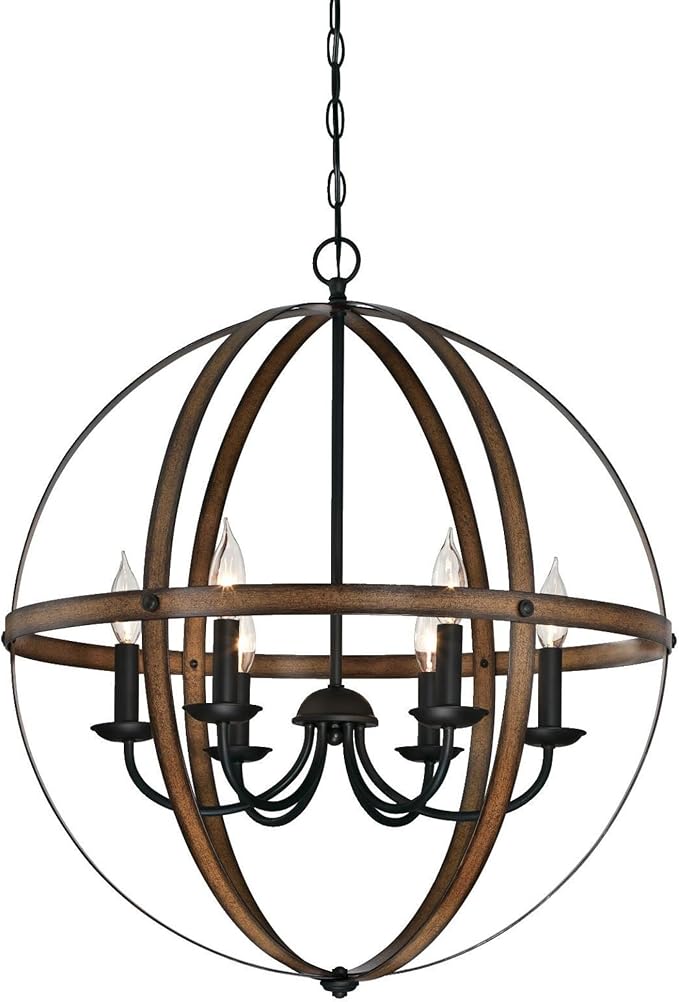 Westinghouse 6333600 Stella Mira Six-Light Indoor Chandelier, Barnwood and Oil Rubbed Bronze Finish